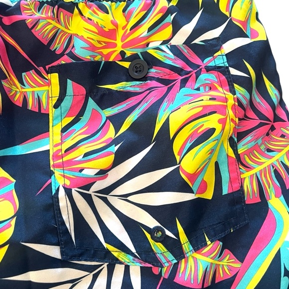 Original Use Tropical Print Navy Blue Men’s Lined Swim Trunks Bottoms 7” Medium - Picture 4 of 6